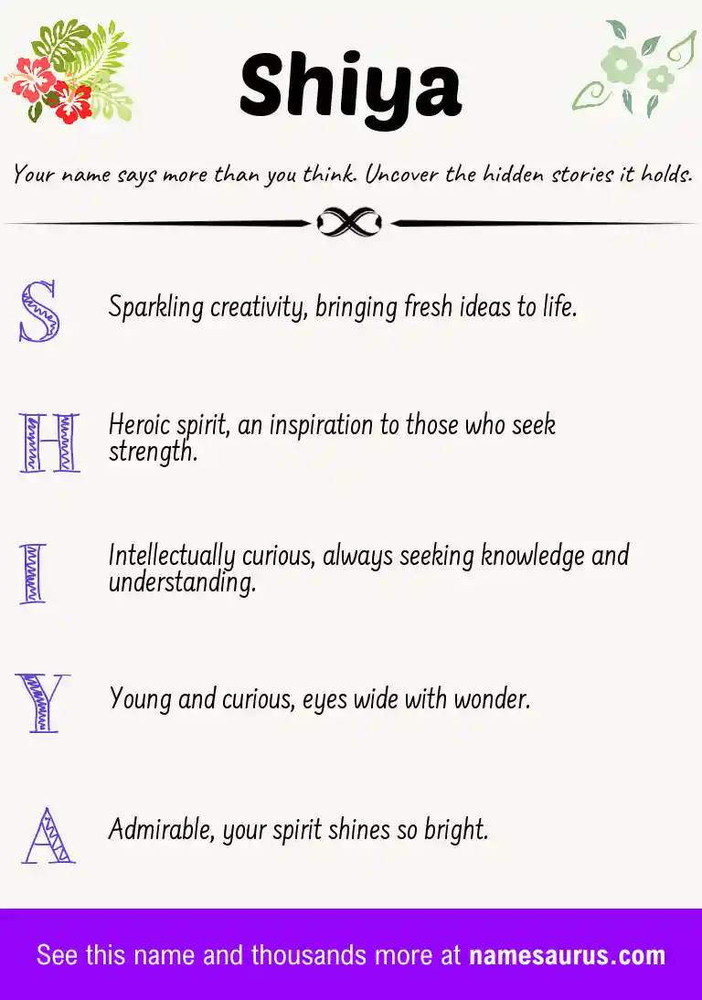 Acrostic poem about Shiya.