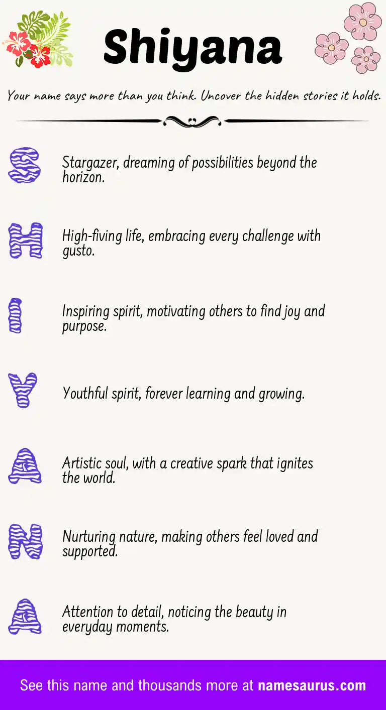Acrostic poem about Shiyana.