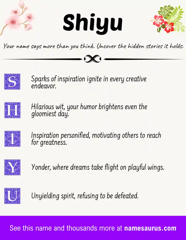 Acrostic poem about Shiyu.