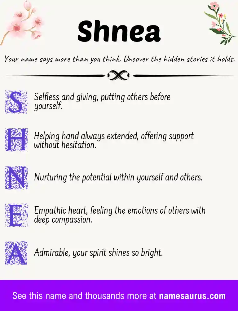 Acrostic poem about Shnea.