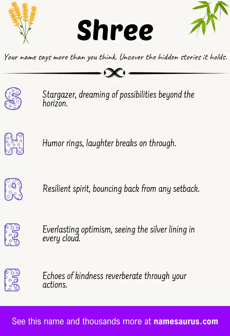 Acrostic poem about Shree.