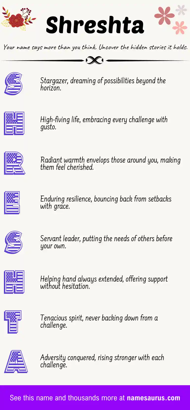 Acrostic poem about Shreshta.
