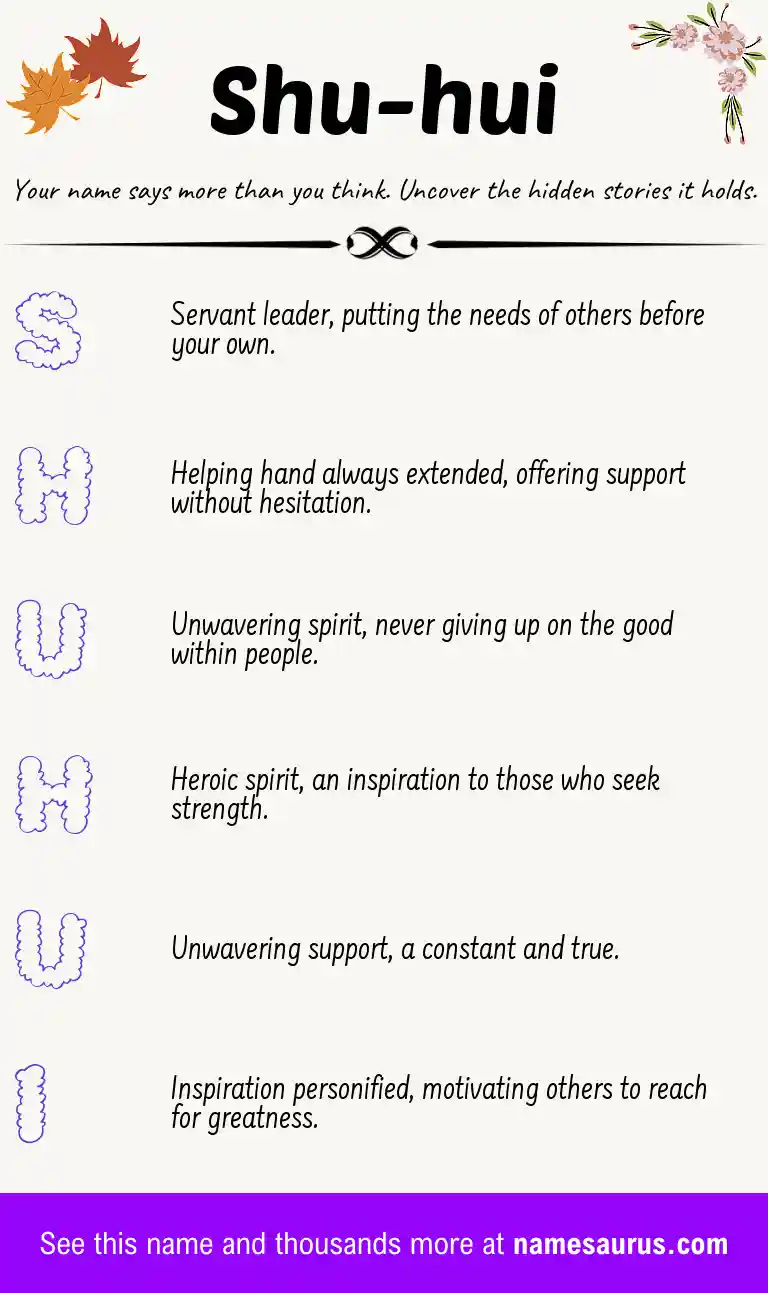 Acrostic poem about Shu-hui.