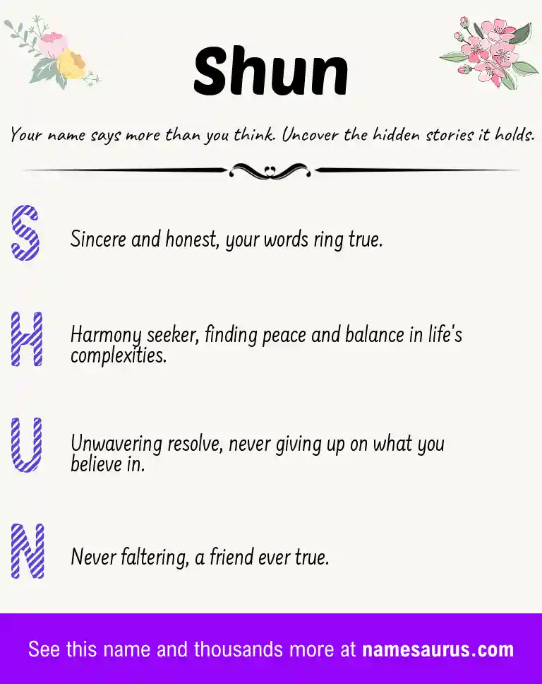 Acrostic poem about Shun.