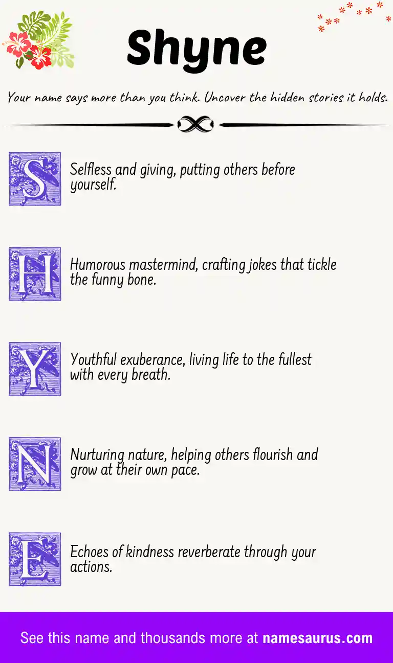 Acrostic poem about Shyne.