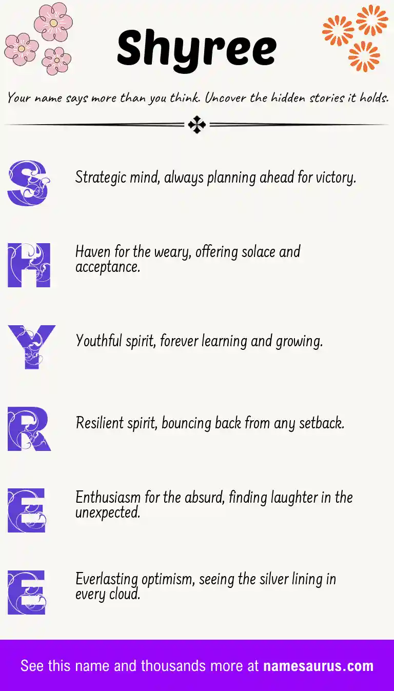 Acrostic poem about Shyree.