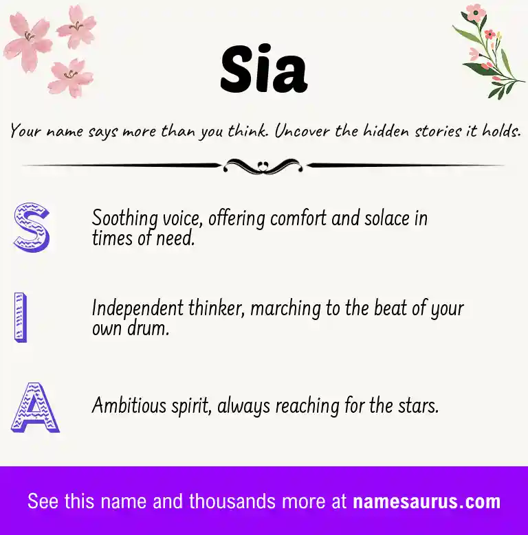 Acrostic poem about Sia.