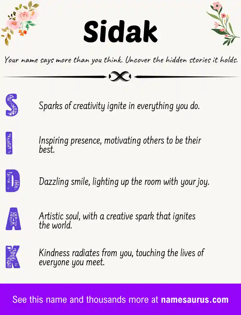 Acrostic poem about Sidak.