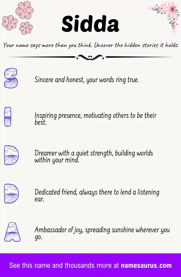 Acrostic poem about Sidda.