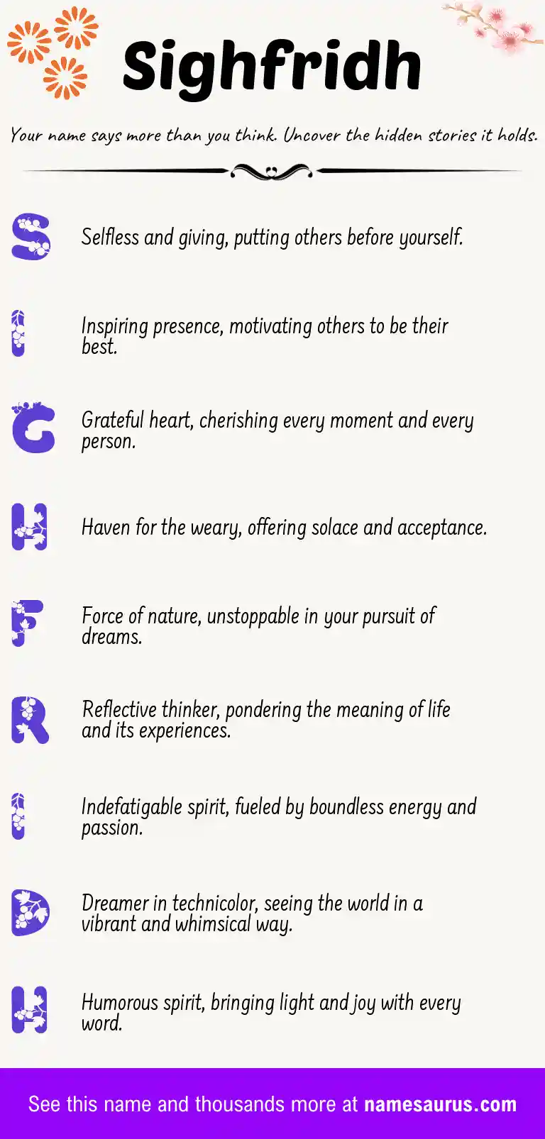 Acrostic poem about Sighfridh.