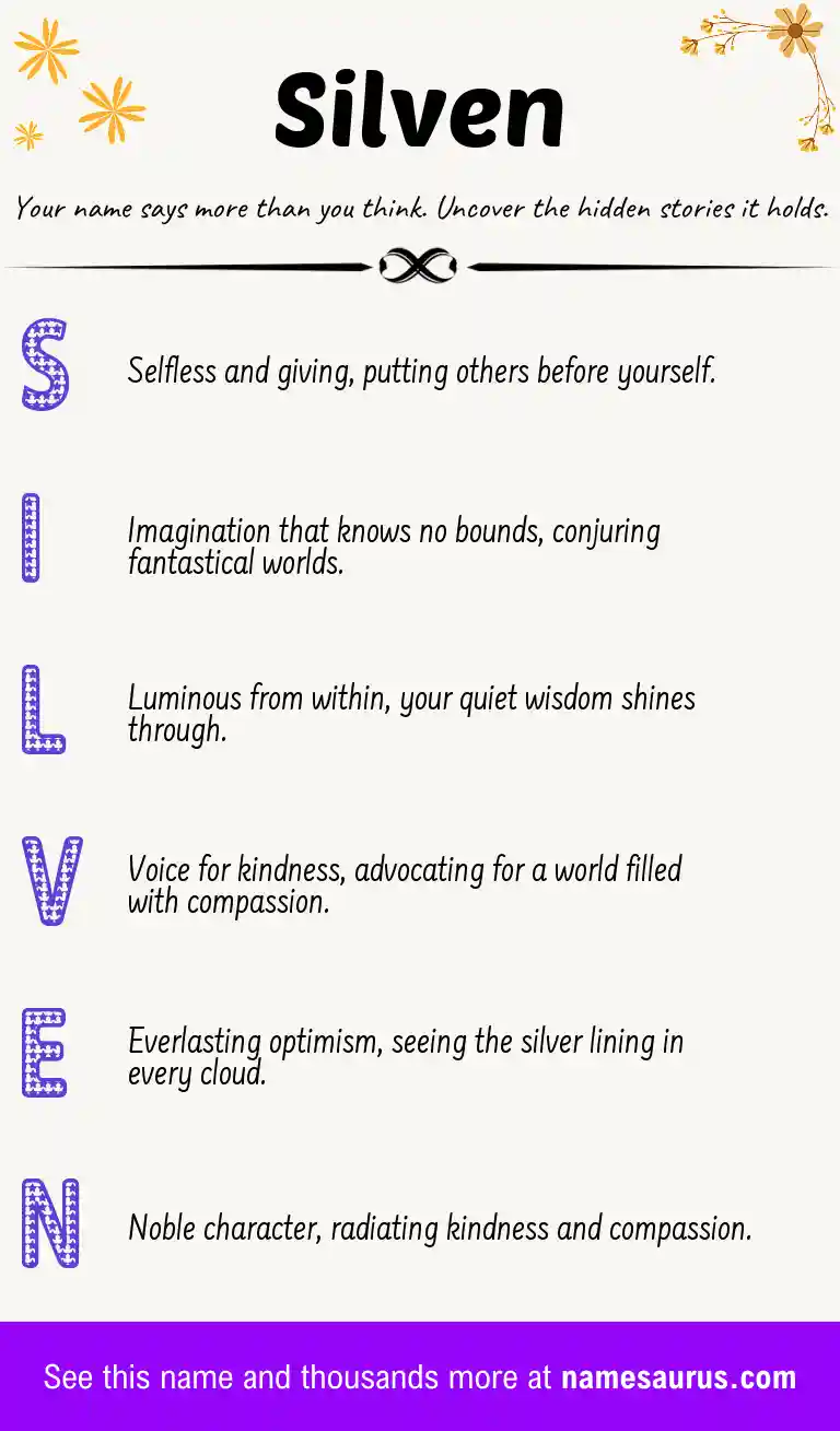 Acrostic poem about Silven.
