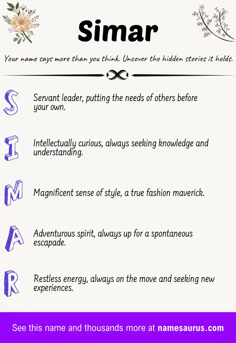 Acrostic poem about Simar.
