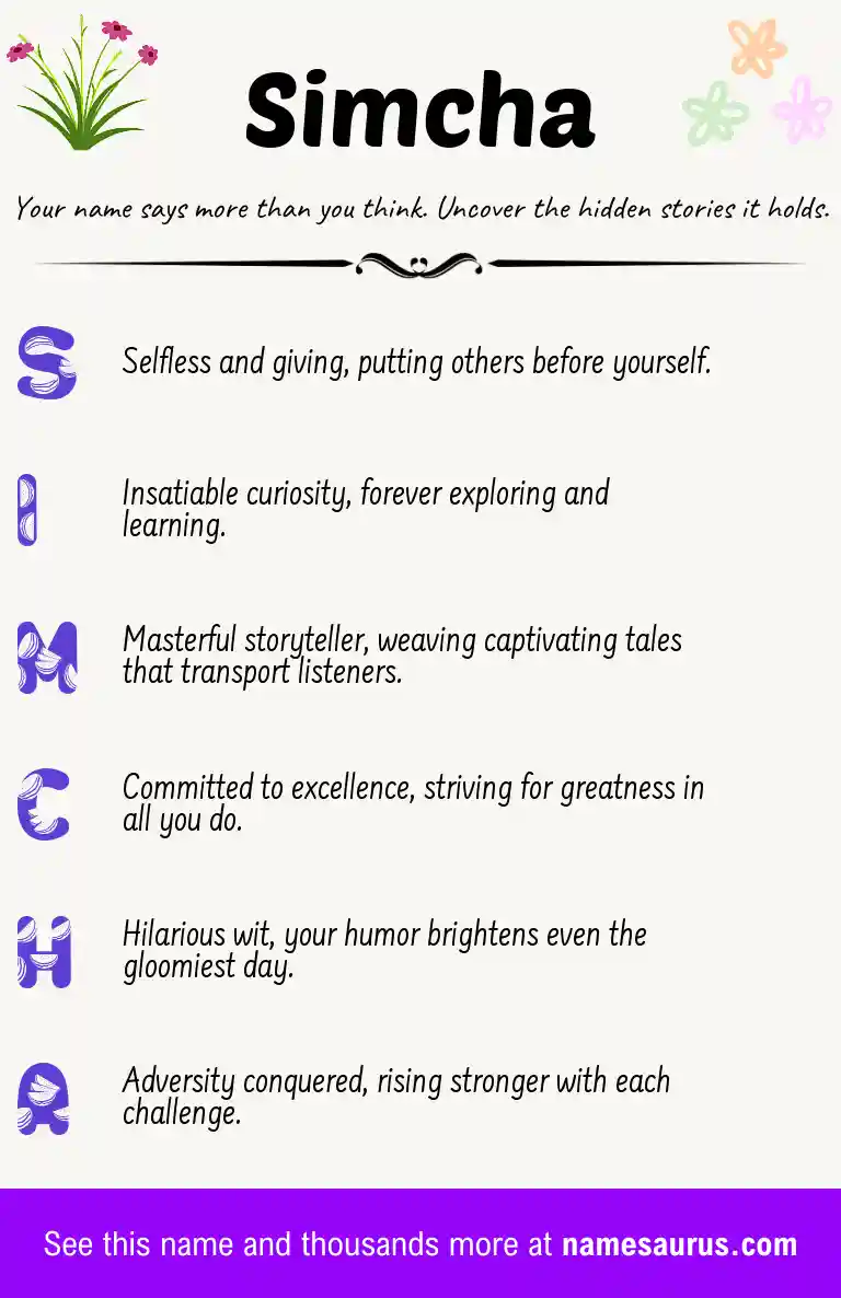 Acrostic poem about Simcha.