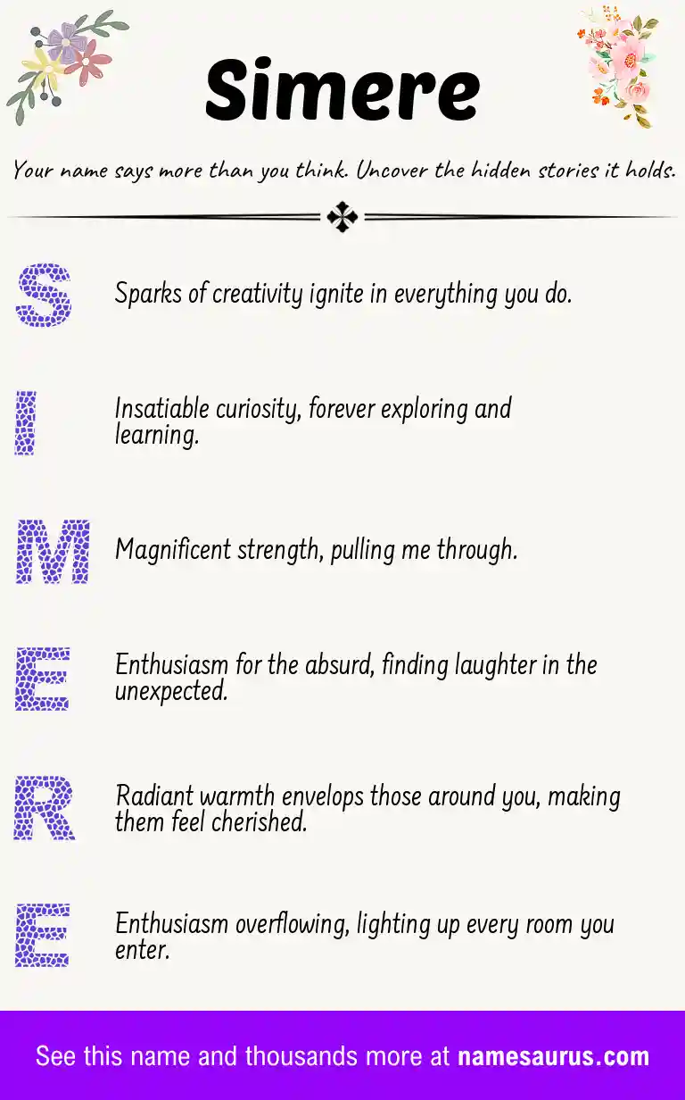 Acrostic poem about Simere.