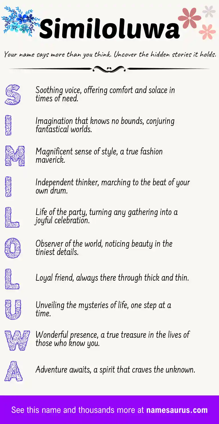 Acrostic poem about Similoluwa.