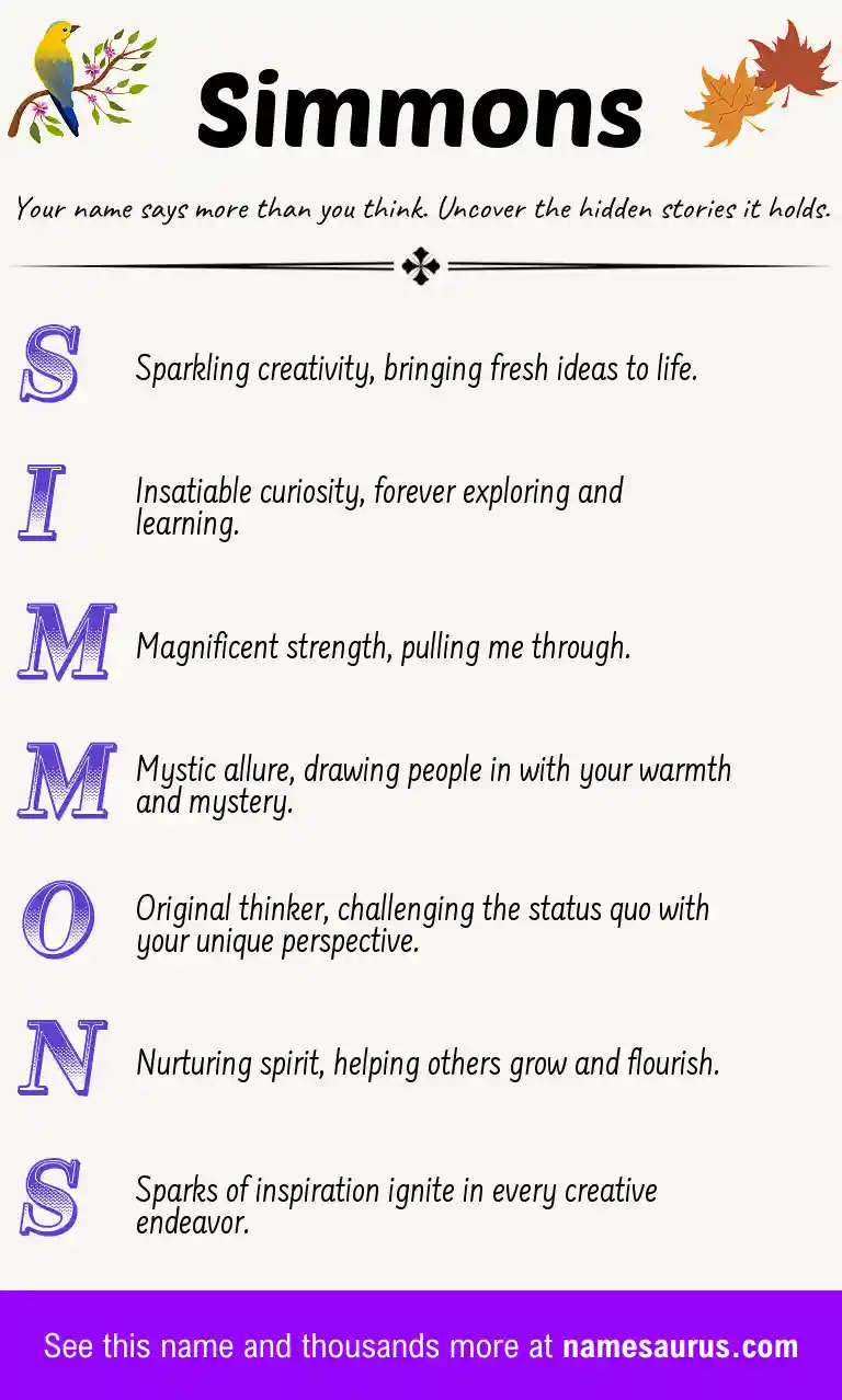 Acrostic poem about Simmons.