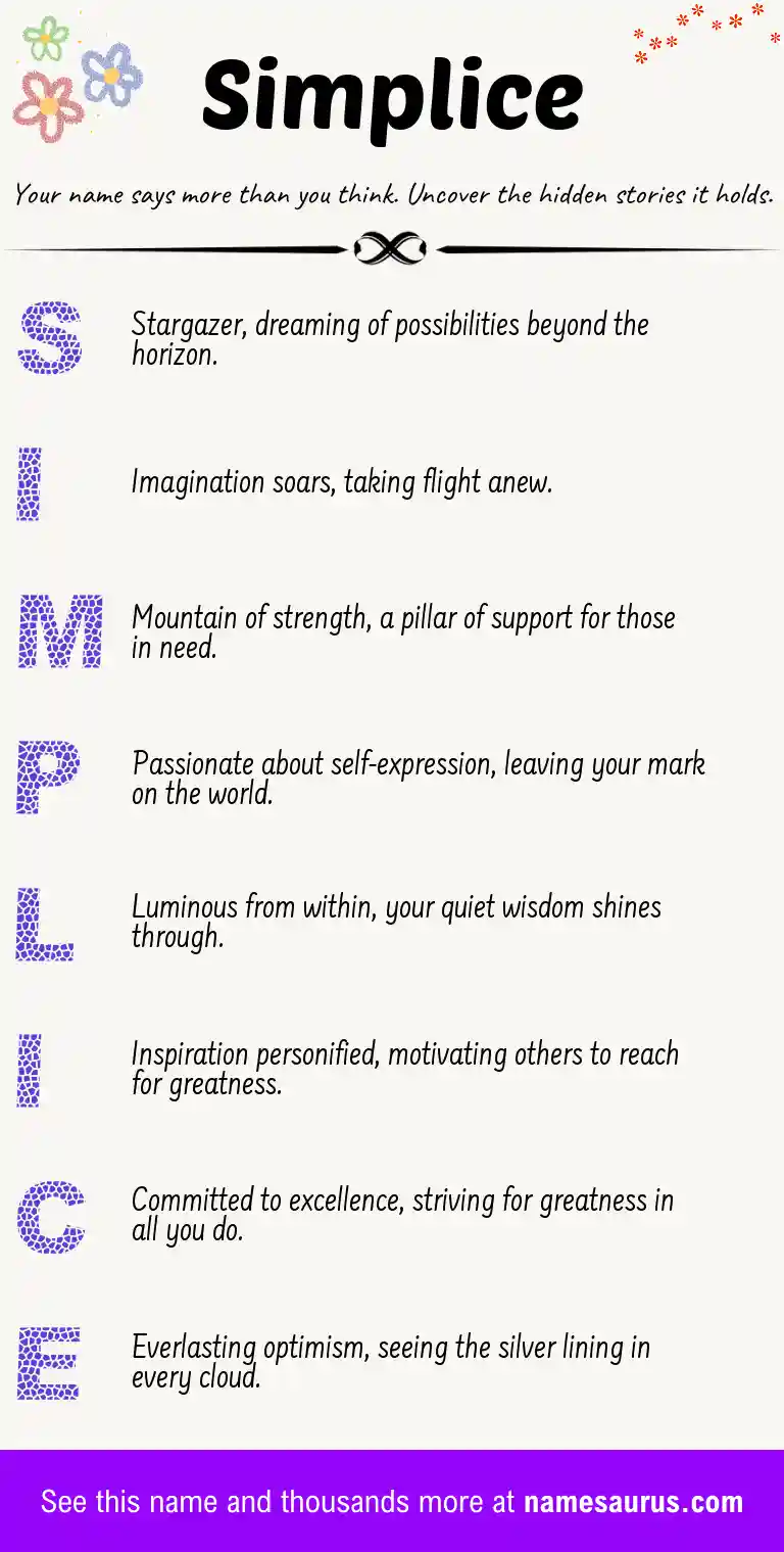 Acrostic poem about Simplice.