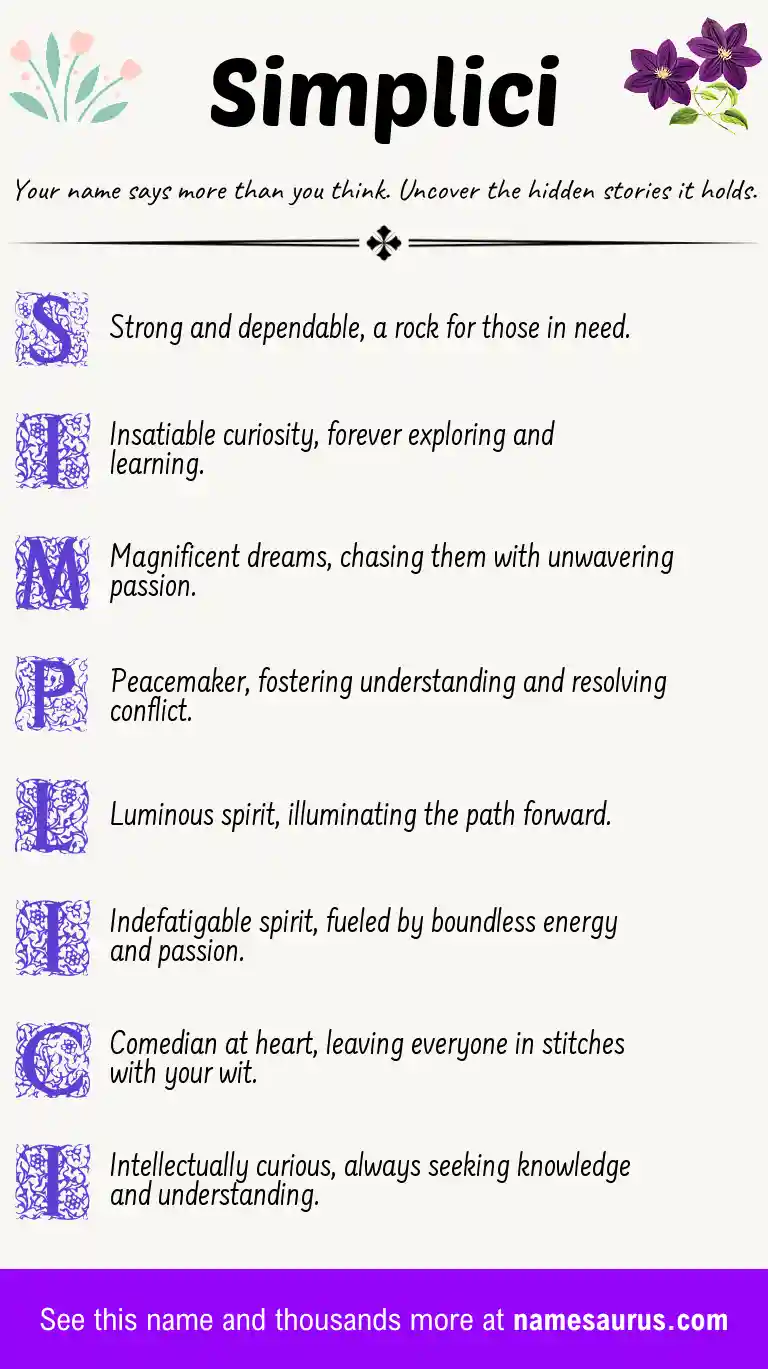 Acrostic poem about Simplici.