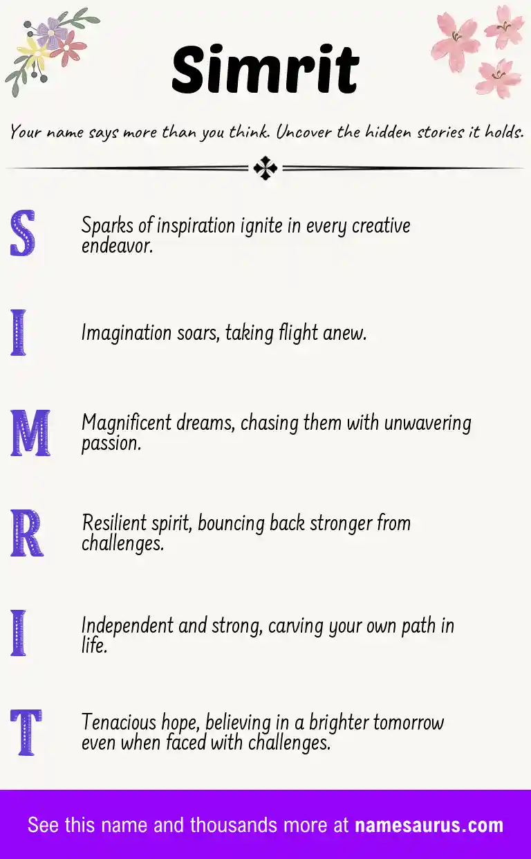 Acrostic poem about Simrit.