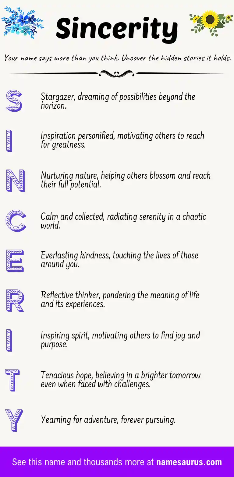 Acrostic poem about Sincerity.