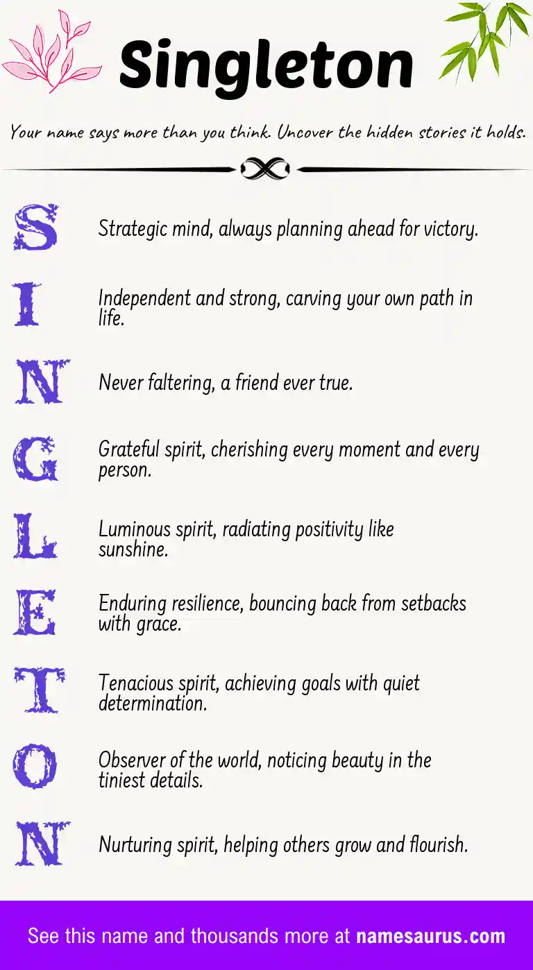 Acrostic poem about Singleton.