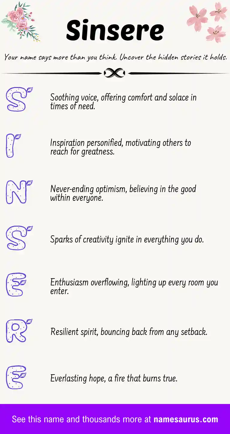 Acrostic poem about Sinsere.