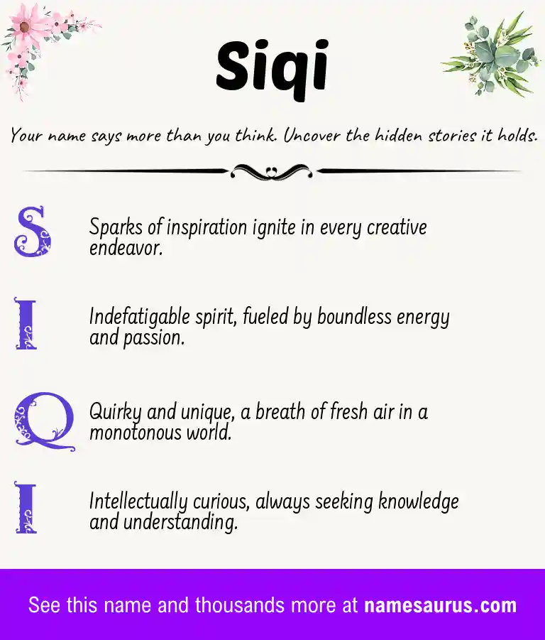 Acrostic poem about Siqi.