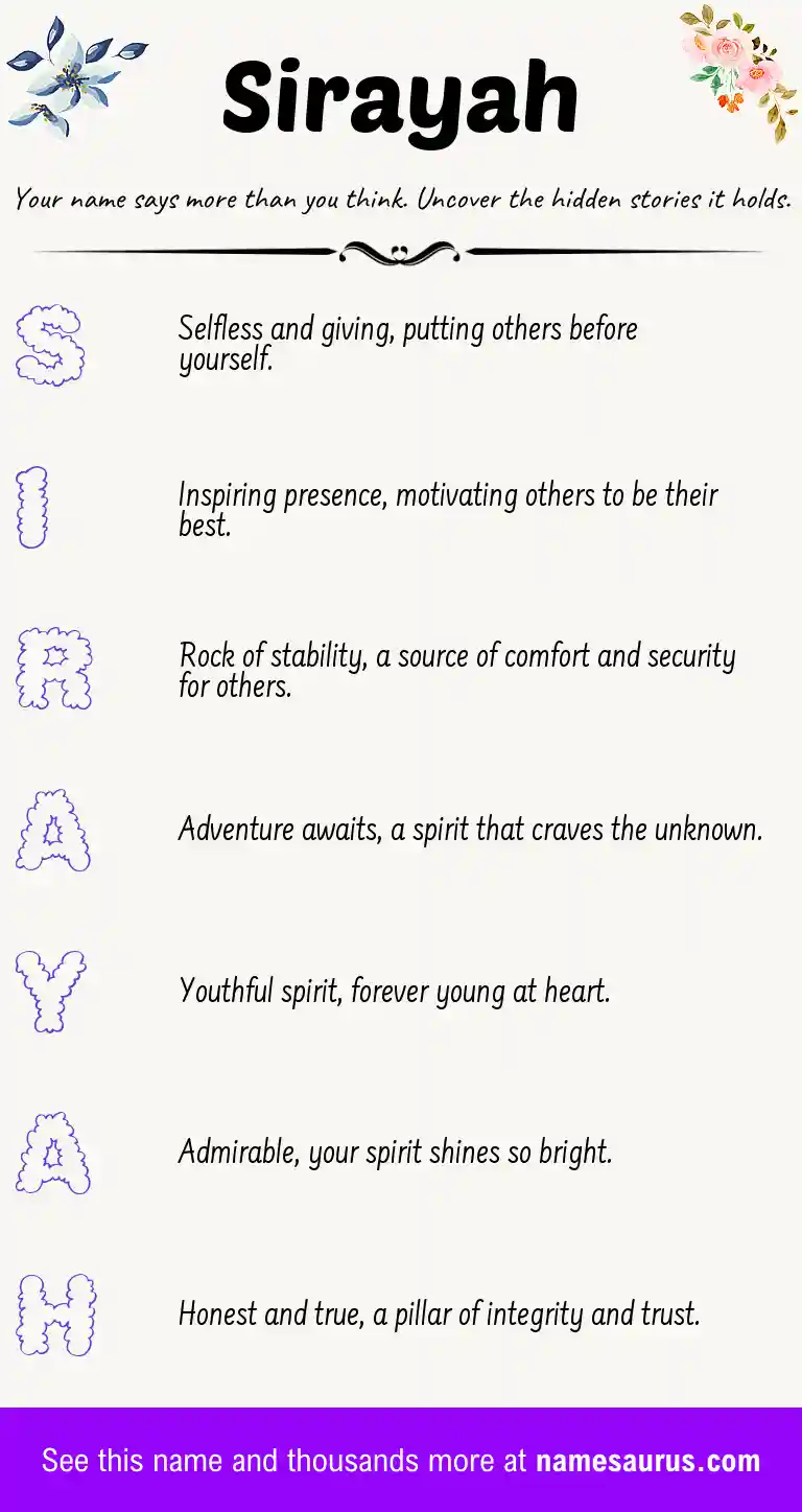 Acrostic poem about Sirayah.
