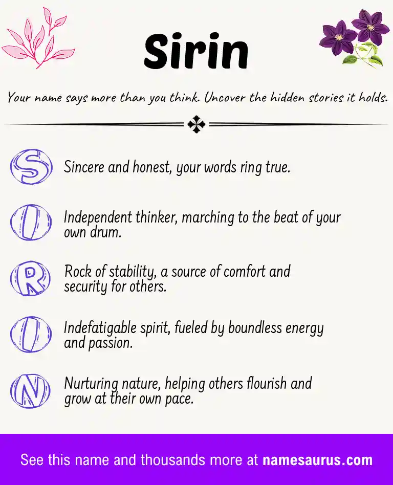Acrostic poem about Sirin.
