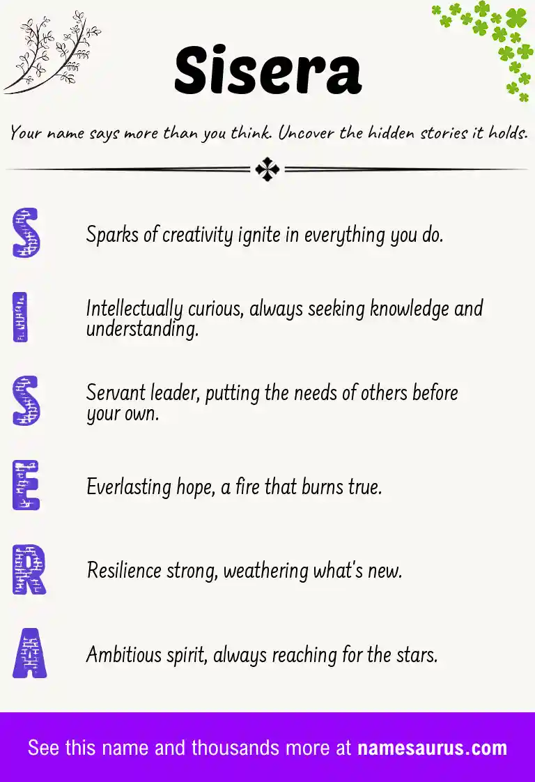 Acrostic poem about Sisera.