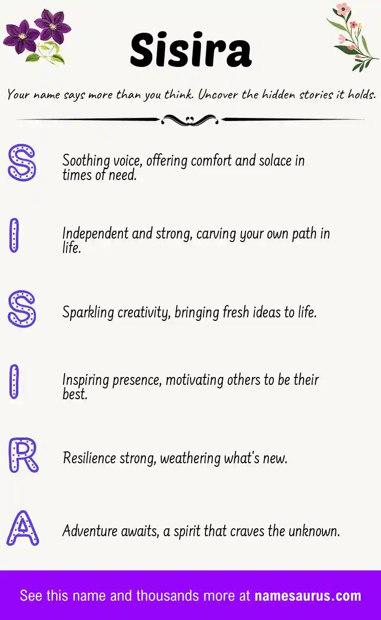 Acrostic poem about Sisira.