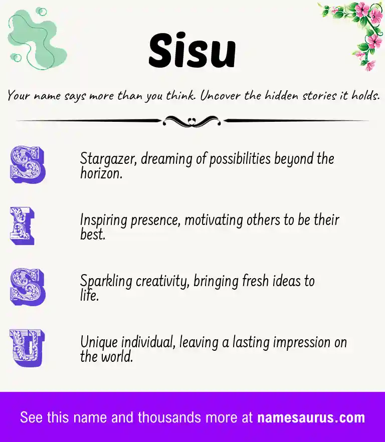 Acrostic poem about Sisu.