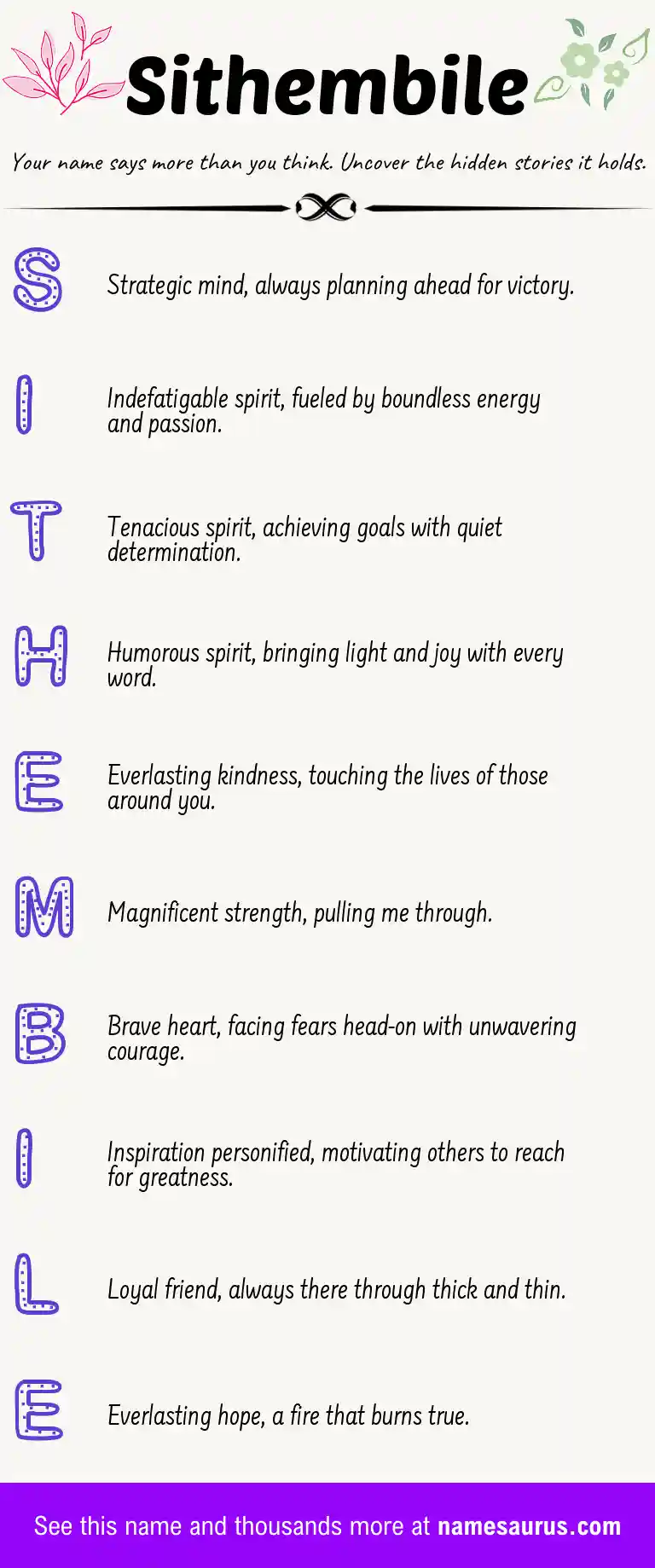 Acrostic poem about Sithembile.