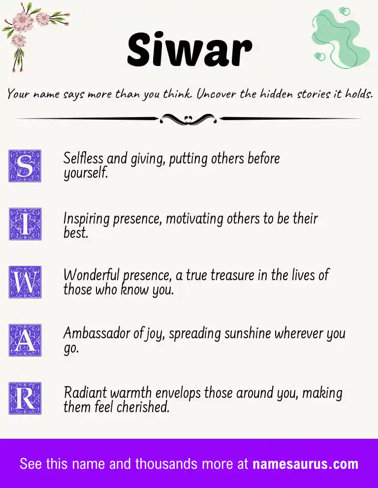 Acrostic poem about Siwar.