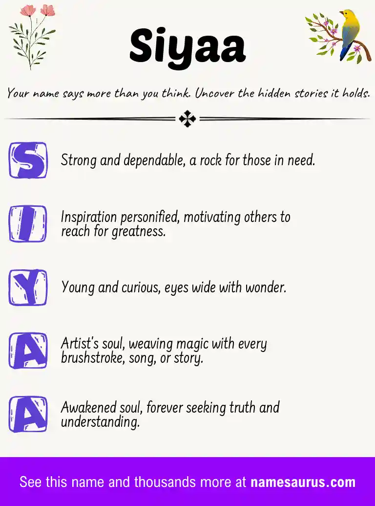 Acrostic poem about Siyaa.