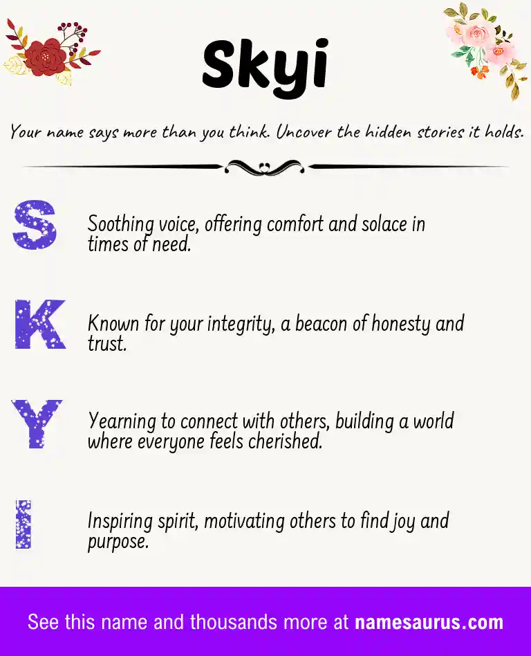 Acrostic poem about Skyi.