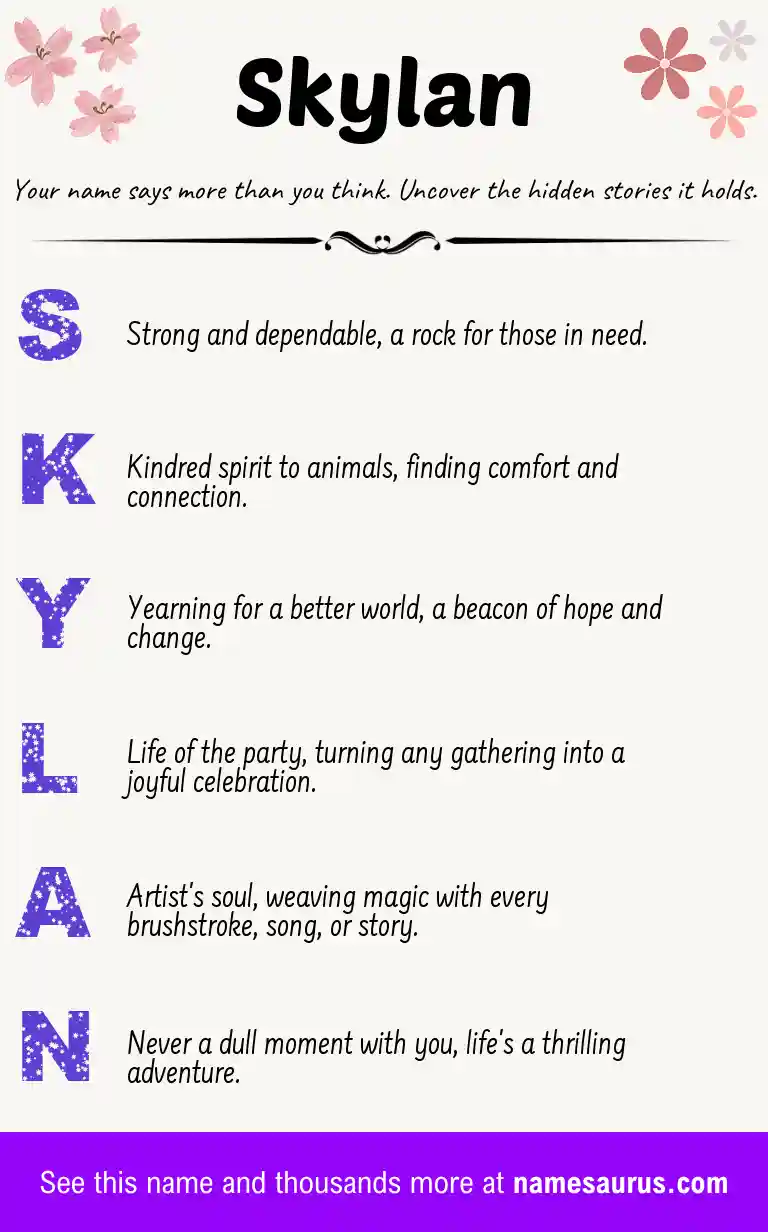 Acrostic poem about Skylan.