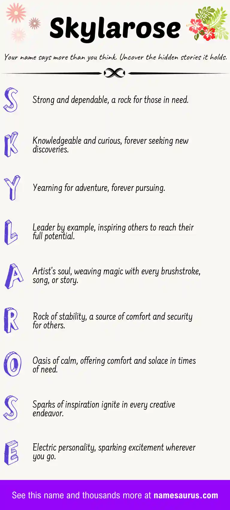 Acrostic poem about Skylarose.