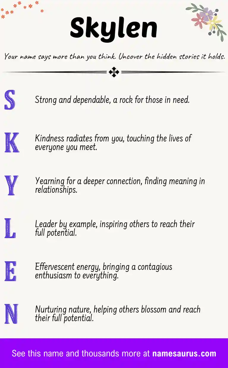 Acrostic poem about Skylen.