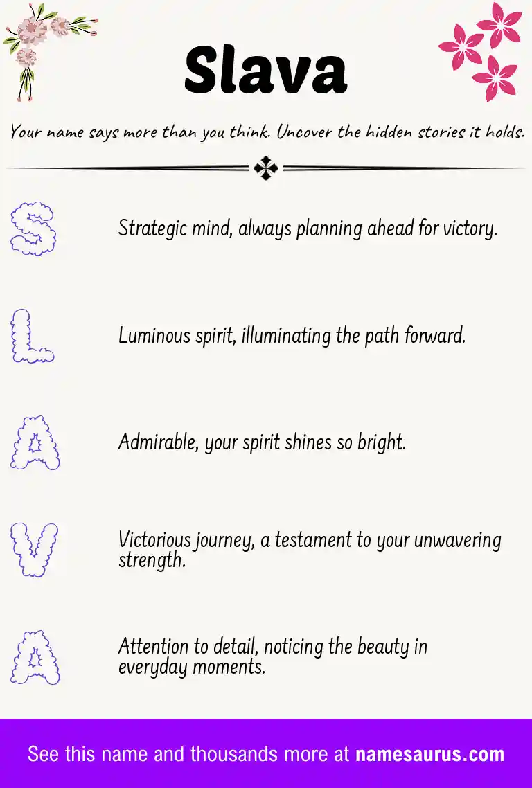 Acrostic poem about Slava.