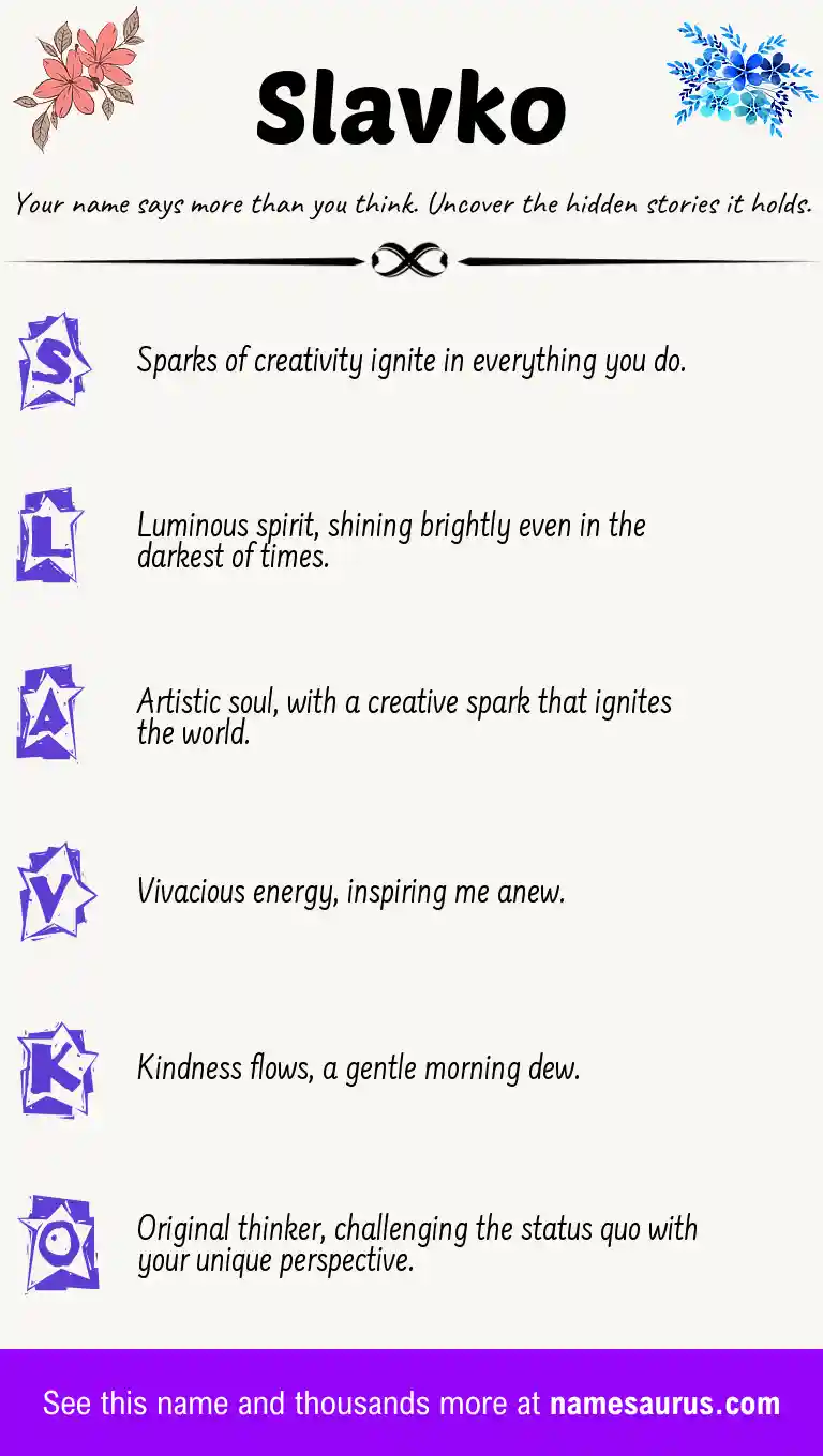 Acrostic poem about Slavko.