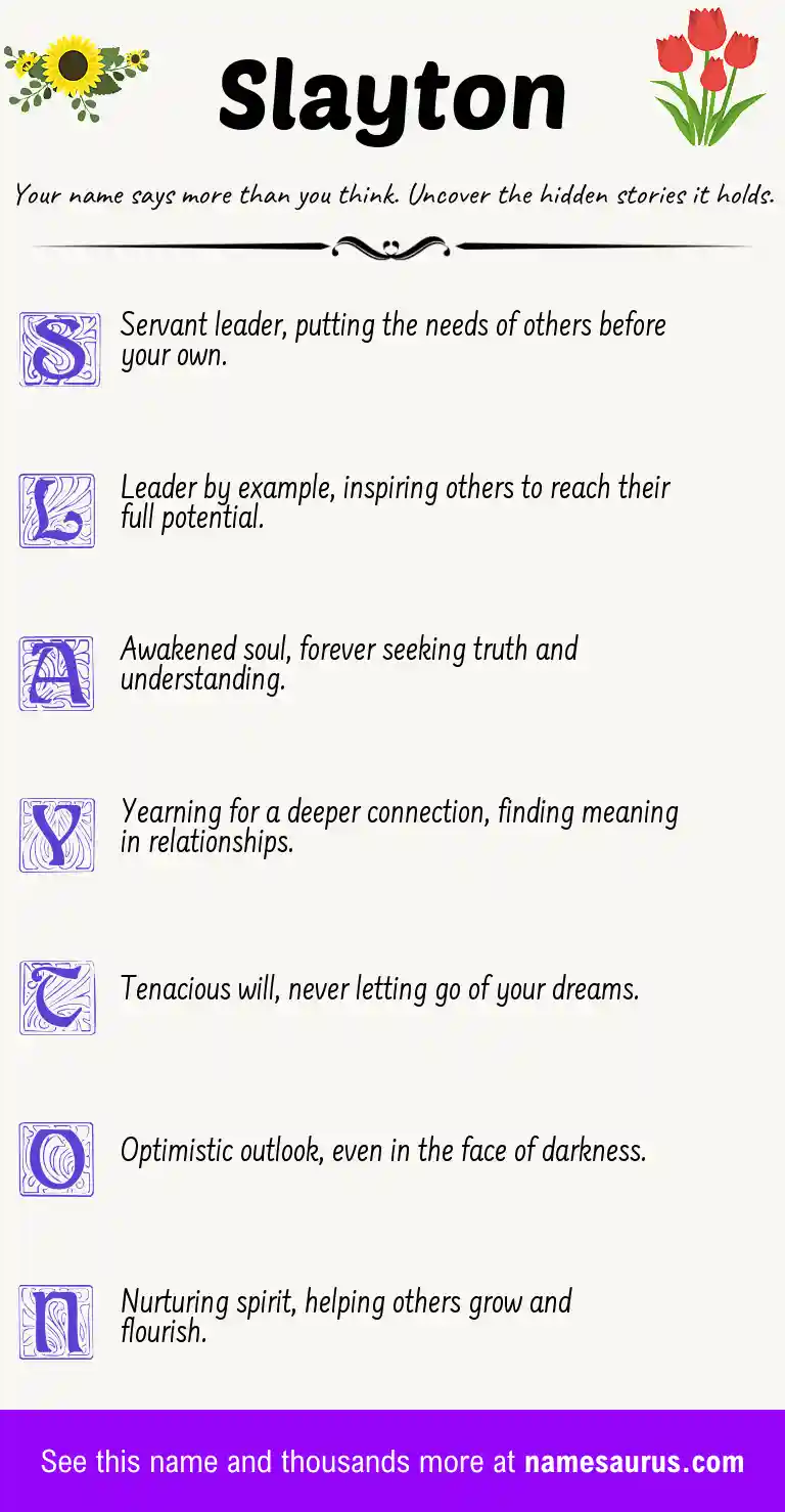 Acrostic poem about Slayton.