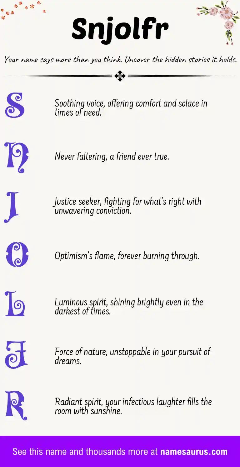 Acrostic poem about Snjolfr.