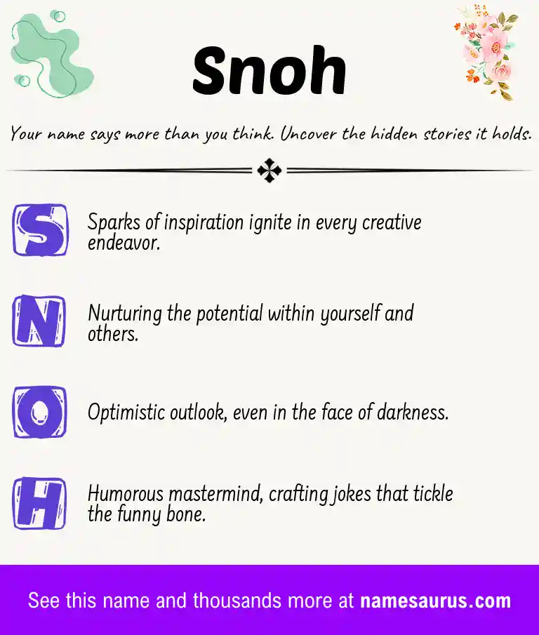 Acrostic poem about Snoh.