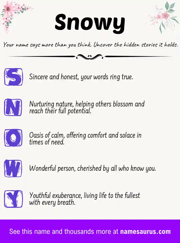 Acrostic poem about Snowy.