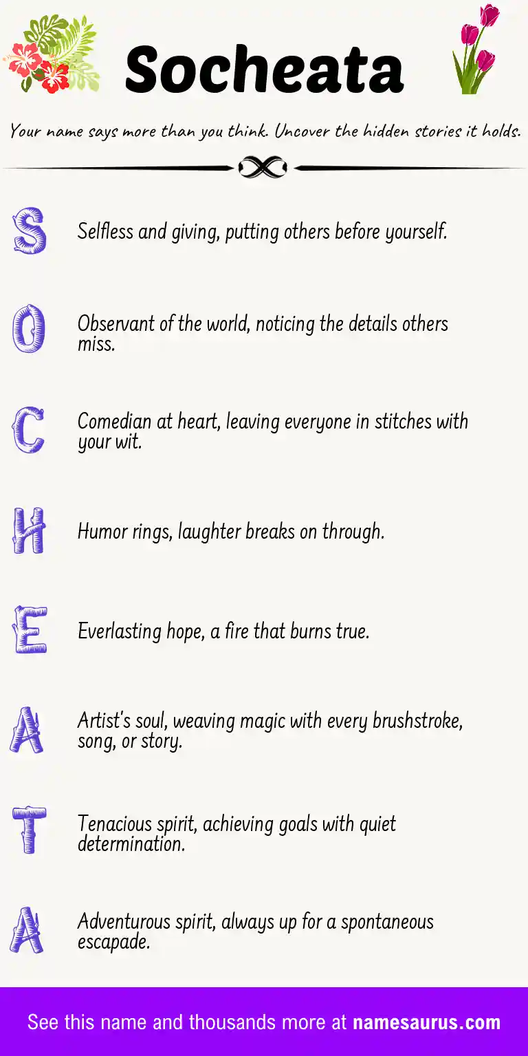 Acrostic poem about Socheata.