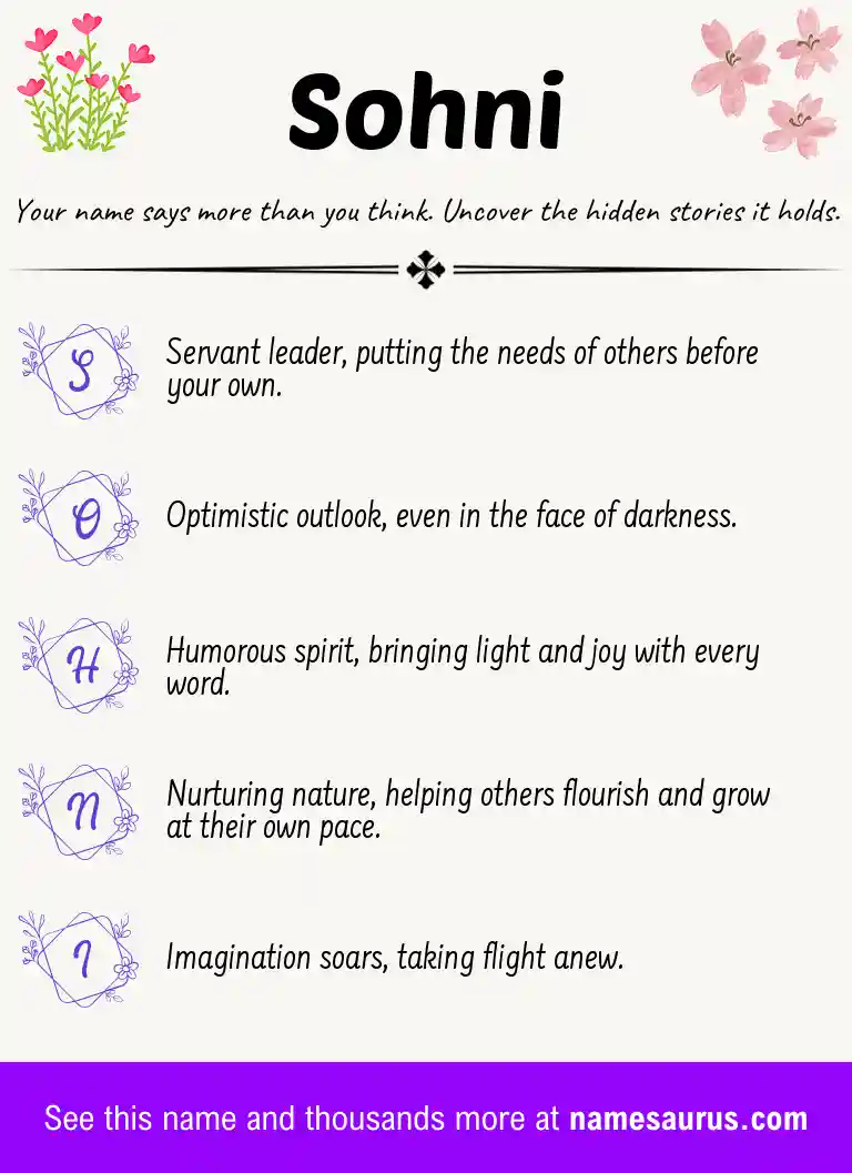 Acrostic poem about Sohni.