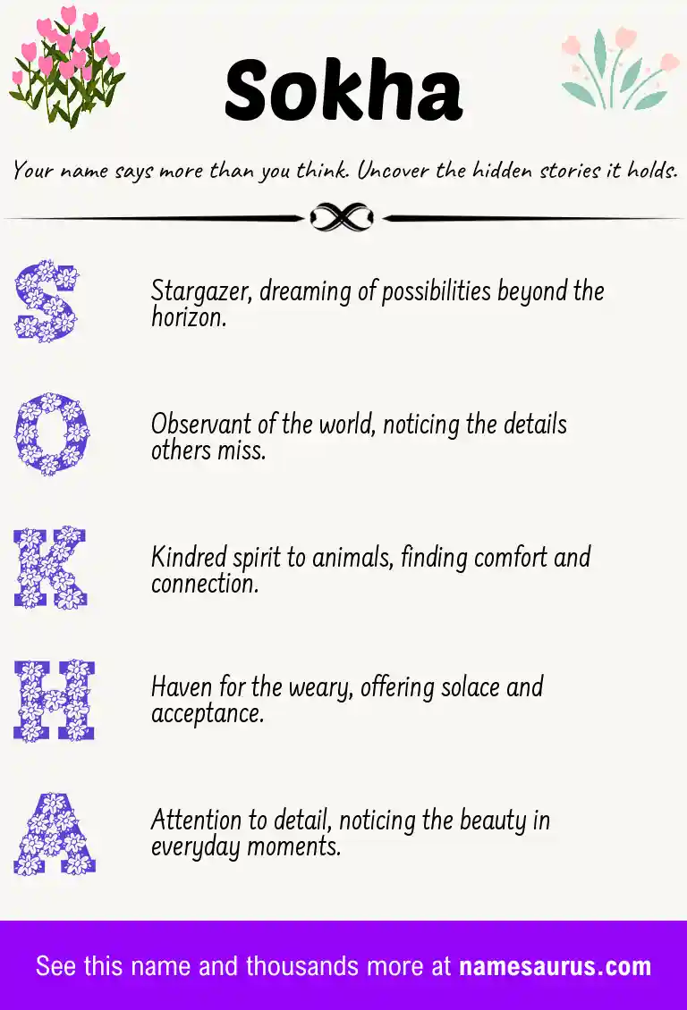 Acrostic poem about Sokha.