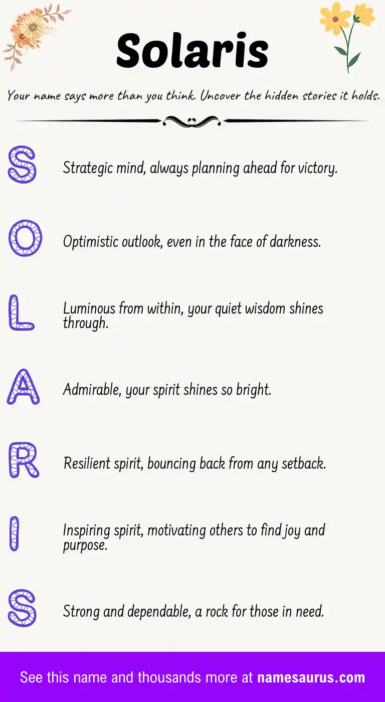 Acrostic poem about Solaris.