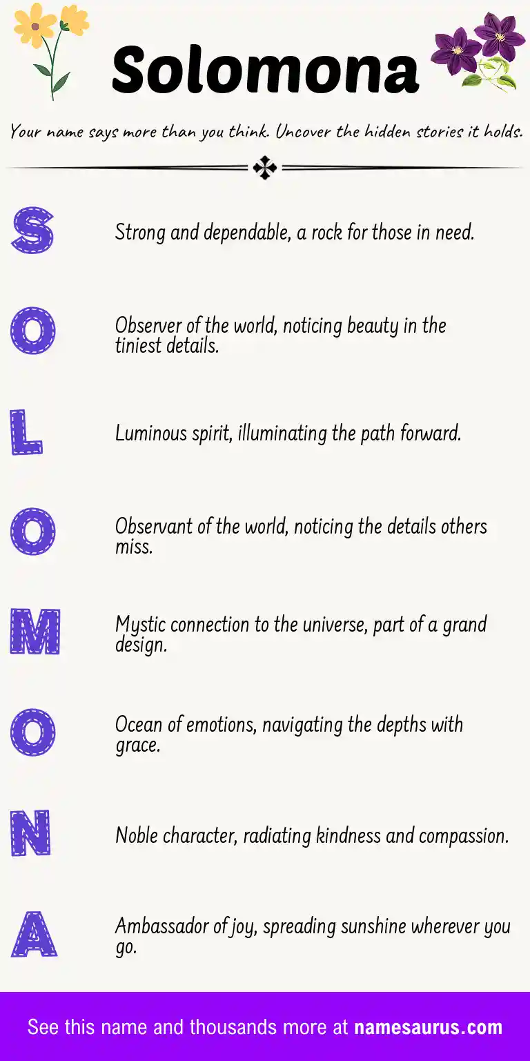 Acrostic poem about Solomona.